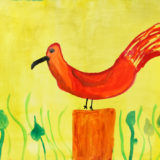 A child's painting of a bird