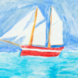 A child's painting of a sailing vessel