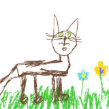 A child's painting of a cat