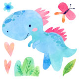 A child's painting of a dinosaur