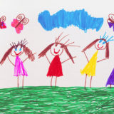 A child's painting of a happy family