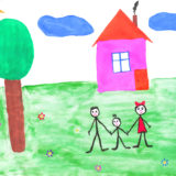 A child's painting of family in summer